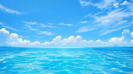 Obraz premium Blue Sky, White Clouds and Calm Sea.