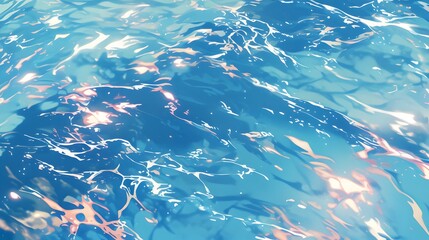 Fototapeta premium Blue Water Ripples with Sunlight Reflection.