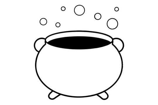recommend clip art: Halloween Cauldron with Bubbles Icon | isolated vector silhouette illustration on white background