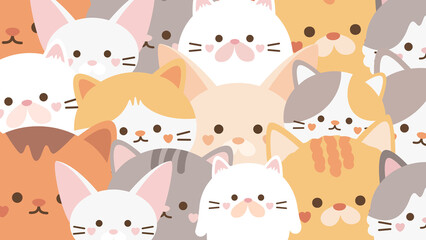 Obraz premium Colorful Cute Cats Illustration Desktop Wallpaper - 1