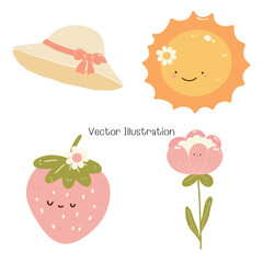 Cute Floral and Cute Character Vector Illustration for Kids and Nature-Themed Designs