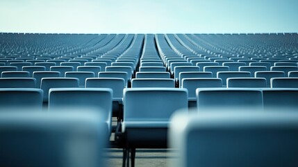 Obraz premium Empty Chairs in a Stadium Setting Under Clear Sky