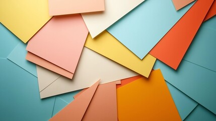 Abstract Paper Textures: A vibrant and playful arrangement of colorful paper squares, showcasing a variety of hues and textures in a captivating abstract composition.