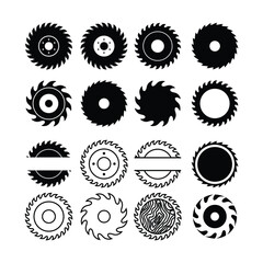 Collection of Circular saw blade icon vector, cutting symbol template, Ideal for carpentry vintage label design