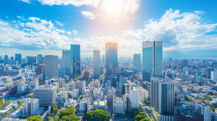 City Skyline Under Blue Sky and White Clouds