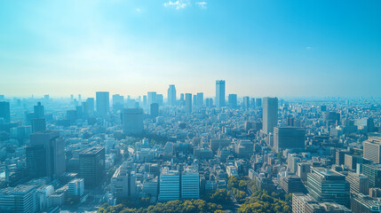 Fototapeta premium City Skyline Under Blue Sky and White Clouds