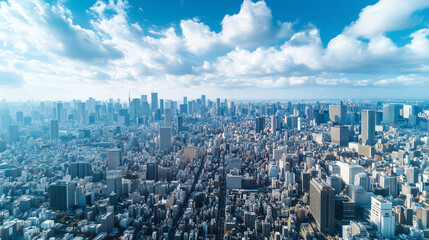Obraz premium City Skyline Under Blue Sky and White Clouds