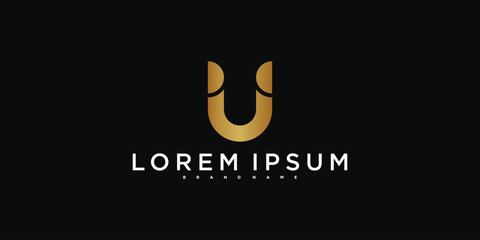 Modern initial letter U logo design template. Premium Vector