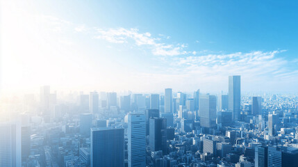 Fototapeta premium City Skyline Under Blue Sky and White Clouds