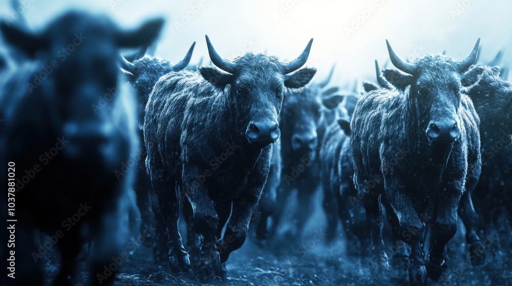Aufkleber herd mentality: graph representing stock price movement driven by herd behavior