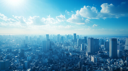 Fototapeta premium City Skyline Under Blue Sky and White Clouds