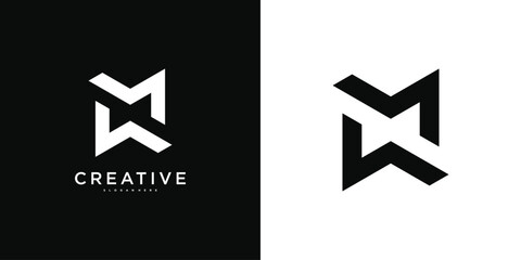 Initial letter MW or WM logo design template. Premium Vector