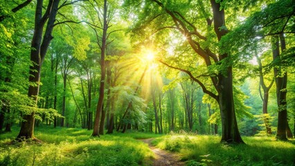 Obraz premium Close-Up summer background with green foliage nature freshness in forest scene