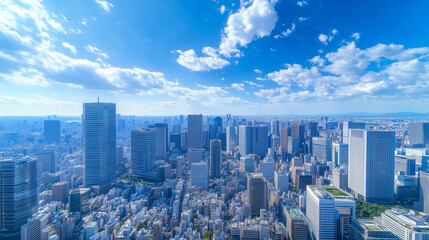 Obraz premium City Skyline Under Blue Sky and White Clouds