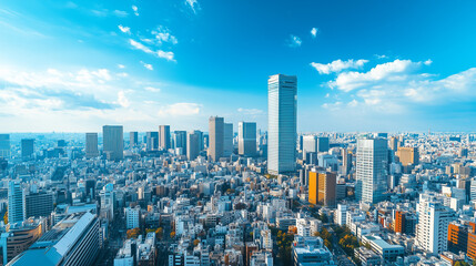 Obraz premium City Skyline Under Blue Sky and White Clouds