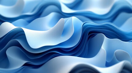 Fototapeta premium Abstract blue wavy fabric pattern with smooth flowing textures. Generative AI