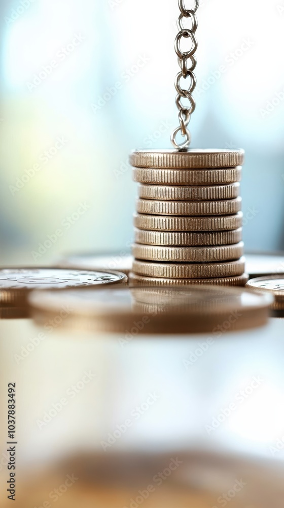 Poster the intricate balance of wealth an insight into coin stacking and its symbolism
