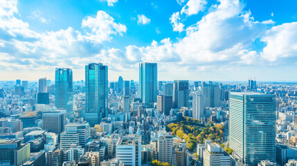 Obraz premium City Skyline Under Blue Sky and White Clouds