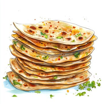 stack of parathas - Indian flat bread colorful