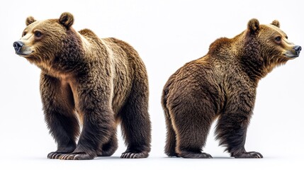Fototapeta premium Realistic 3D rendering of a brown bear in two different poses. Perfect for wildlife themes animal photography or nature conservation imagery.. Generative AI