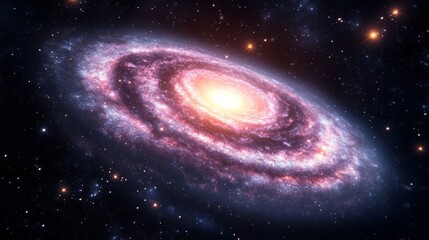 Spiral Galaxy in Deep Space with Stars and Nebulae