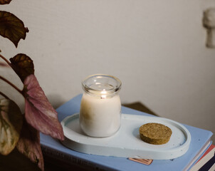 White candle aromatherapy