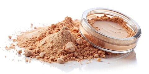 Depth of Field satin smooth antiquating powder crumbled natural powder makeup on white background