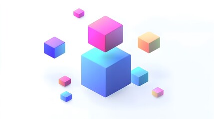 Obraz premium Abstract 3d render, geometric composition, colorful background design with cubes