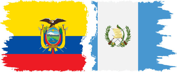 Guatemala and Ecuador grunge flags connection, vector