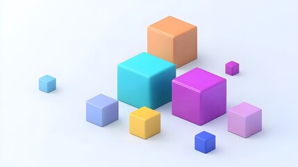 Obraz premium Abstract 3d render, geometric composition, colorful background design with cubes