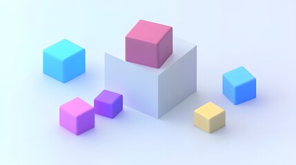 Fototapeta premium Abstract 3d render, geometric composition, colorful background design with cubes