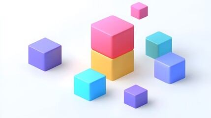 Obraz premium Abstract 3d render, geometric composition, colorful background design with cubes