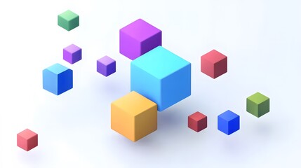 Obraz premium Abstract 3d render, geometric composition, colorful background design with cubes