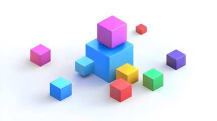 Obraz premium Abstract 3d render, geometric composition, colorful background design with cubes