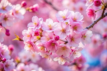 Obraz premium Delicate pink cherry blossom in full bloom from a high angle