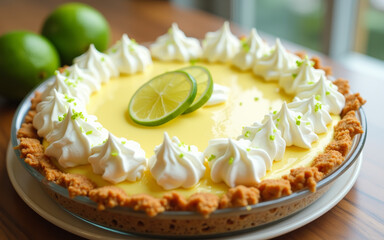 Key Lime Pie with Graham Cracker Crust and Lime Zest