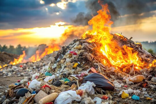 Environmental pollution from waste incineration with burning garbage