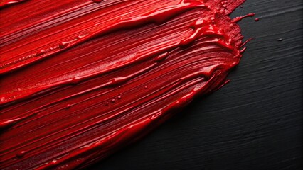 Close-Up Red acrylic paint on black isolated background