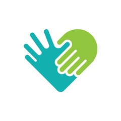 Hand Love Logo Design Vector