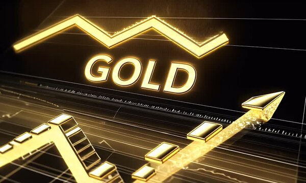 A bar graph showing gold's price clearly going up over time, with the stock market line in the background