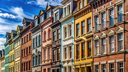 Fototapeta premium Close-Up row of building facades on a street