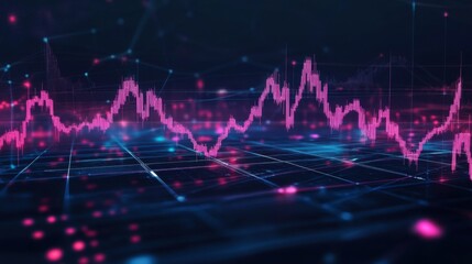 A dynamic and colorful trading graph showcases market fluctuations and economic trends, highlighting the future of finance using advanced AI technology. Generative AI