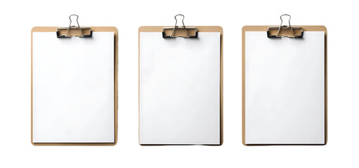 three set of A plain clipboard isolated transparent background