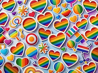Discover a lively assortment of LGBTQ stickers and pride icons, highlighting vibrant rainbow symbols that honor