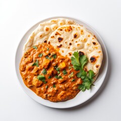 a plate of indian curry and naan bread