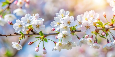 Obraz premium Close-up shot of cherry blossoms on branch in spring