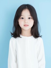 Portrait of a Cute Little Girl in a Simple Sweatshirt