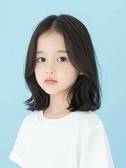 Fototapeta premium Portrait of a Cute Little Girl in a Simple Sweatshirt