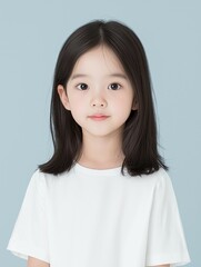 Portrait of a Cute Little Girl in a Simple Sweatshirt