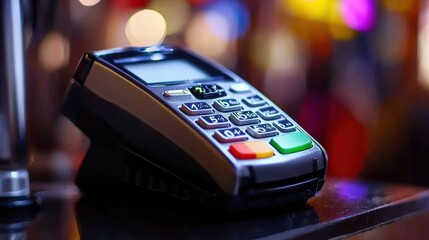 Payment Terminal Close-Up Efficient Transactions in Modern Commerce